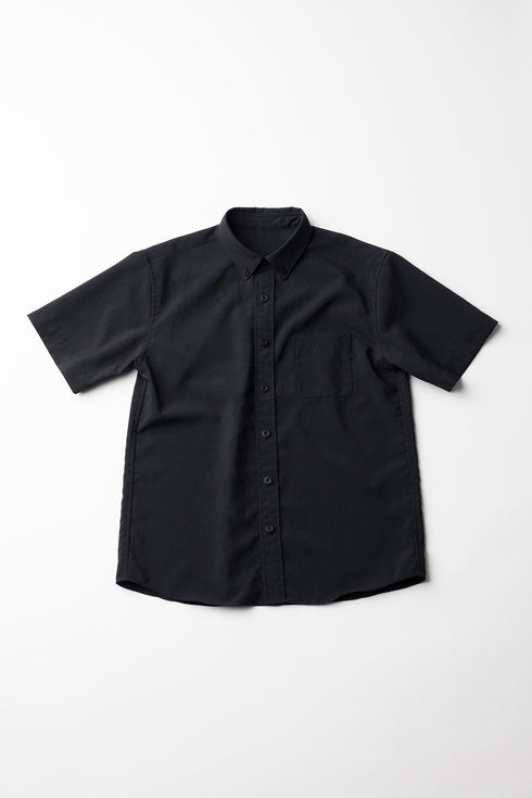【ARATAME-1224】Black / 半袖ボタンダウンシャツ Sサイズ【返品/交換不可】