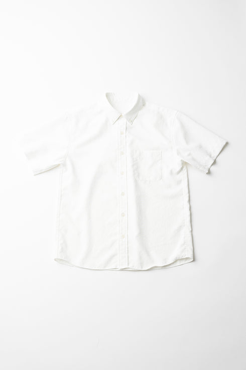 【ARATAME-1222】White / 半袖ボタンダウンシャツ Mサイズ【返品/交換不可】