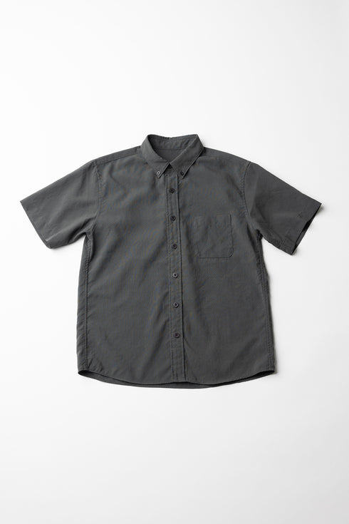 【ARATAME-1253】Gray / 半袖ボタンダウンシャツ Mサイズ【返品/交換不可】