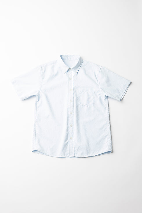 【ARATAME-1218】Sax Bule / 半袖ボタンダウンシャツ Sサイズ【返品/交換不可】