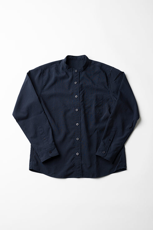 【ARATAME-1194】Navy(Navyボタン) / バンドカラーシャツ Lサイズ【返品/交換不可】